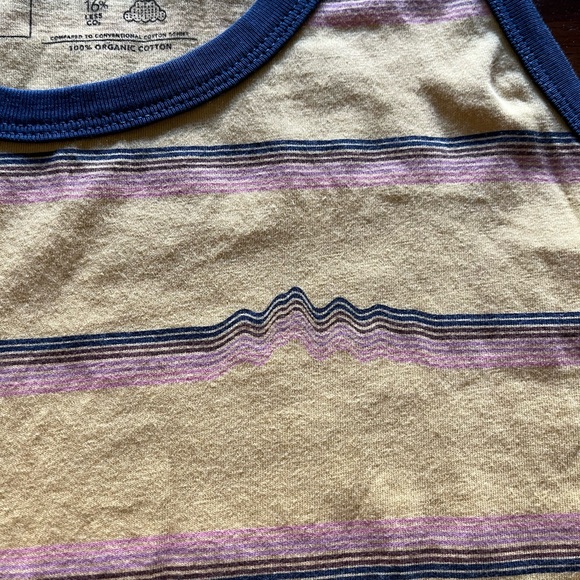 Patagonia “Ridge Rise Stripe Repeat” Organic Tank Top Yellow and Navy size M - Picture 6 of 13